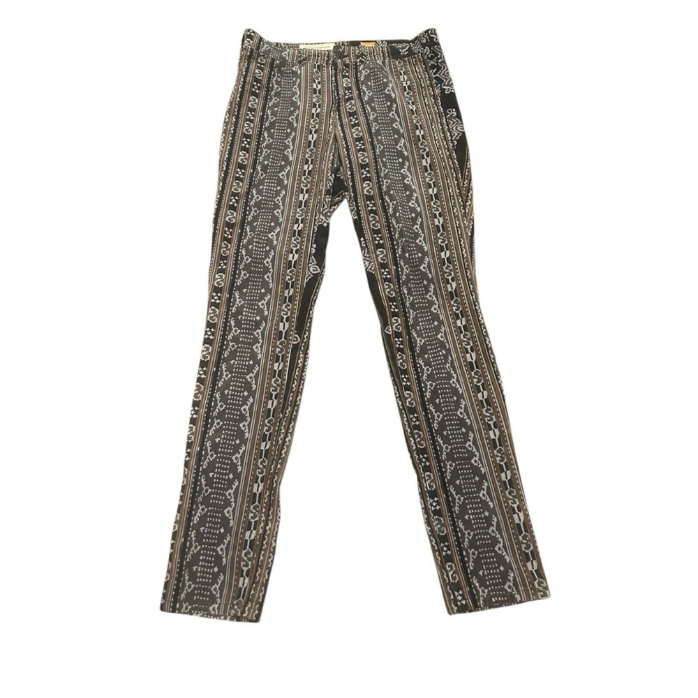 Pilcro & The Letterpress Pants Women’s 28 Multi Serif Printed Corduroy Brown